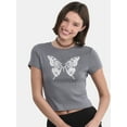 thumbnail image 1 of No Boundaries Ribbed Cotton Graphic Baby Tee, Women's and Women’s Plus, 1 of 5