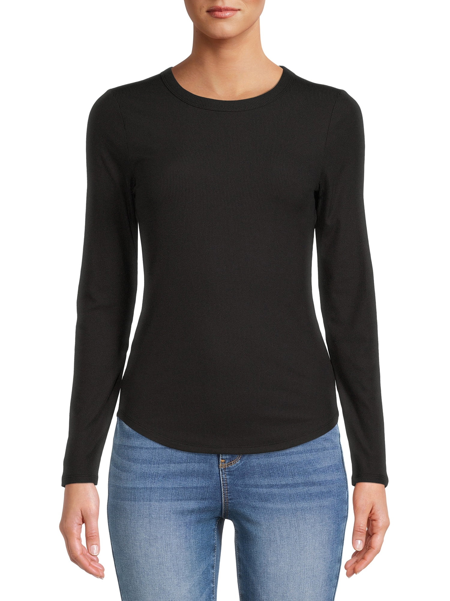 No Boundaries Ribbed Crewneck Long Sleeve T-Shirt (Women's)