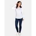 thumbnail image 1 of No Boundaries Ribbed Crewneck Tee with Long Sleeves, 1 or 2-Pack, Women's & Women's Plus XXS-XXL, 1 of 2