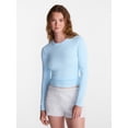 thumbnail image 1 of No Boundaries Ribbed Crewneck Tee with Long Sleeves, Women's and Women's Plus XXS-4X, 1 of 4