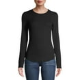 thumbnail image 1 of No Boundaries Ribbed Crewneck Tee with Long Sleeves, Women's, 1 of 6