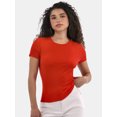 thumbnail image 1 of No Boundaries Ribbed Crewneck Tee with Short Sleeves, Women's, 1 of 5