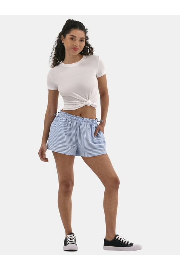 Ribbed Crewneck Tee with Short Sleeves, Women's