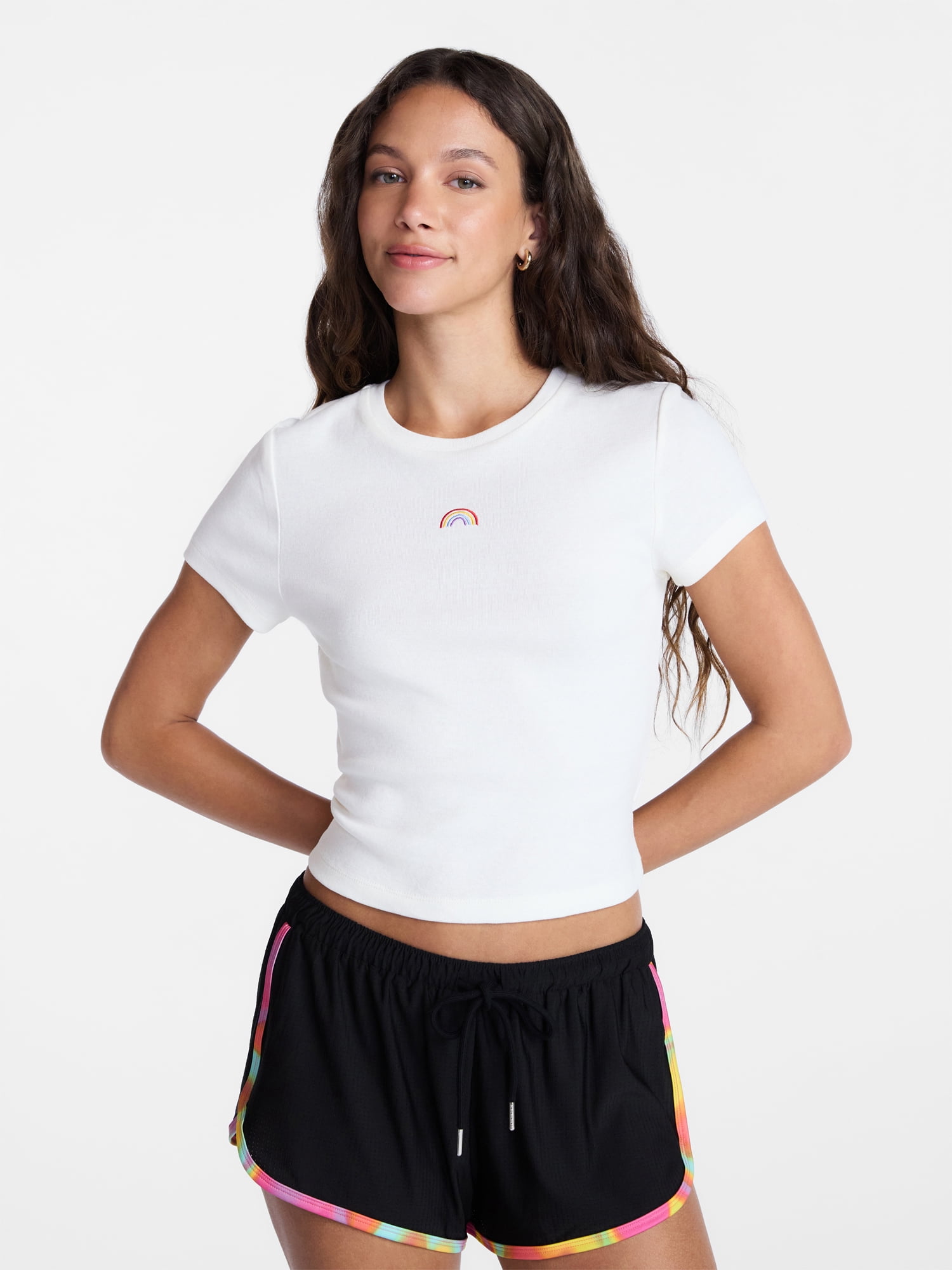 No Boundaries Pride Embroidered Cotton Baby Tee, Women's XXS-XXL