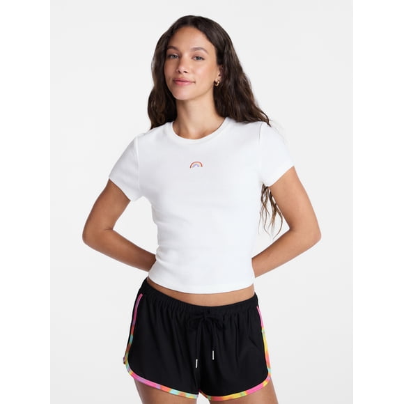 No Boundaries Pride Embroidered Cotton Baby Tee, Women's XXS-XXL