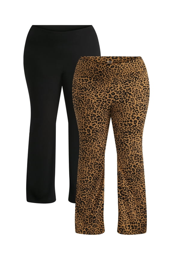 Ribbed Flare Leggings, 32'' Inseam, 2-Pack, Women's Plus