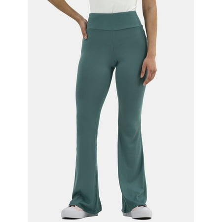 No Boundaries Ribbed Flare Pants with Lettuce-Edge Hem, 32” Inseam, Women’s