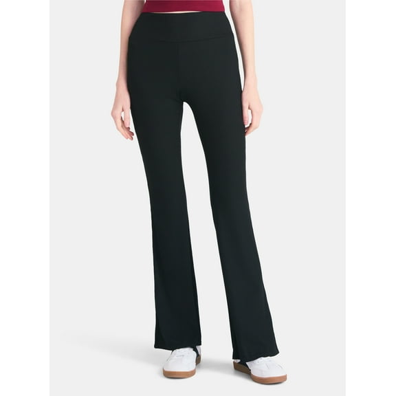 No Boundaries Ribbed Flare Pants, Women's XS-XXL