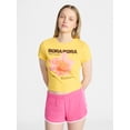 thumbnail image 1 of No Boundaries Ribbed Cotton Graphic Baby Tee with Short Sleeves, Women's XXS-XXL, 1 of 5