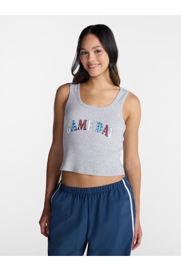 Ribbed Graphic Game-Day Tank Top, Women's and Women's Plus Sizes XXS-4X