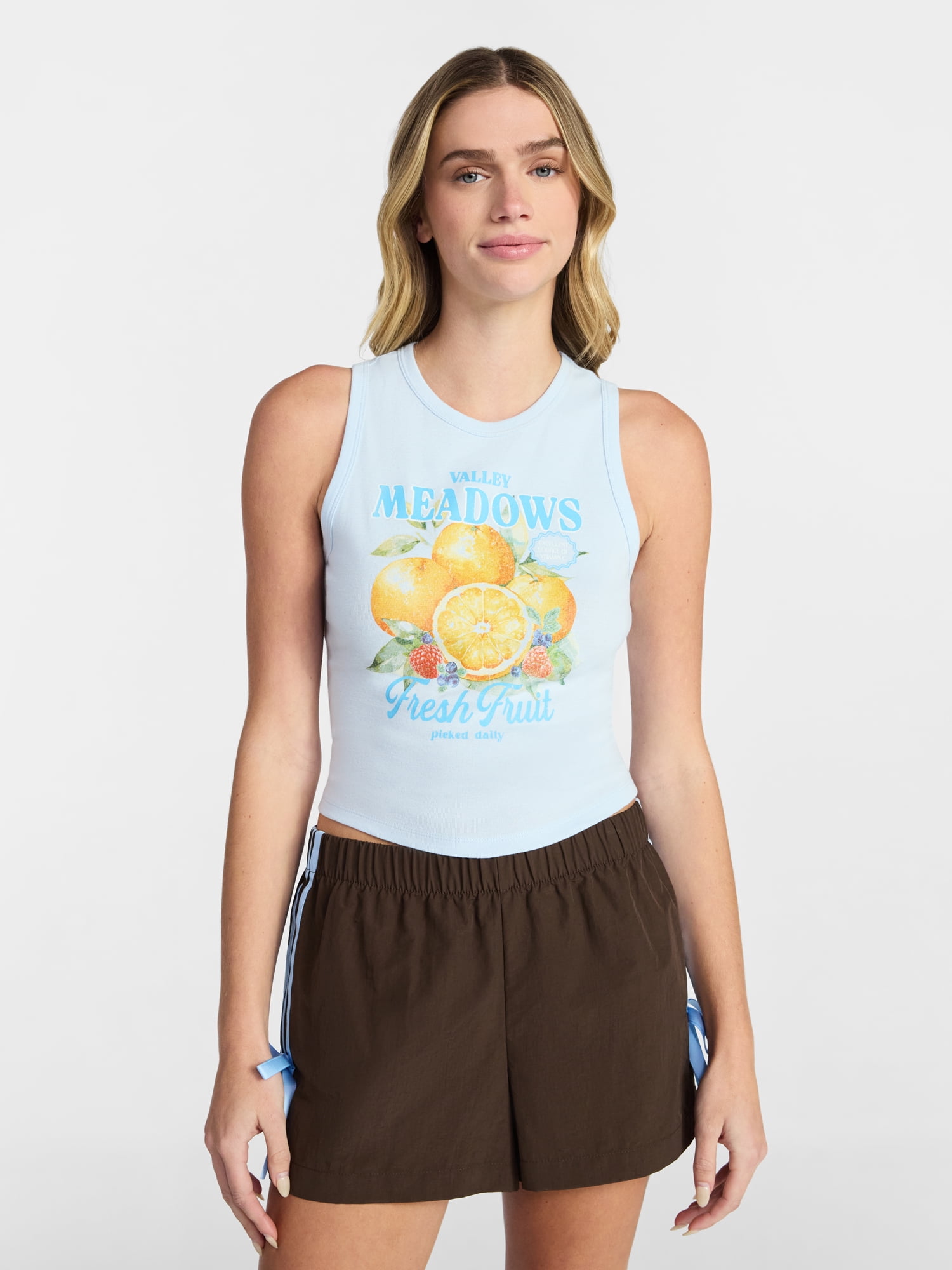 No Boundaries Cotton Ribbed Graphic Tank Top, Women's XXS-XXL