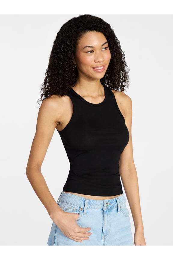 Ribbed High Neck Tank Top, Women's XXS-XXL