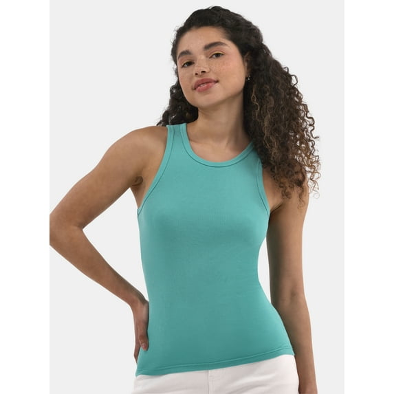 No Boundaries Ribbed High Neck Tank Top, Women's