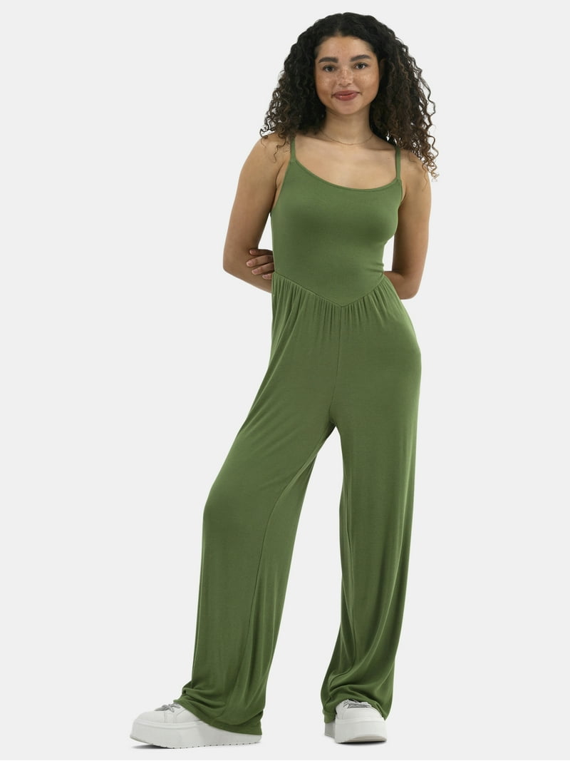 nonnon_26 No Boundaries Ribbed Jumpsuit, Women's Sleeveless, V-Waist