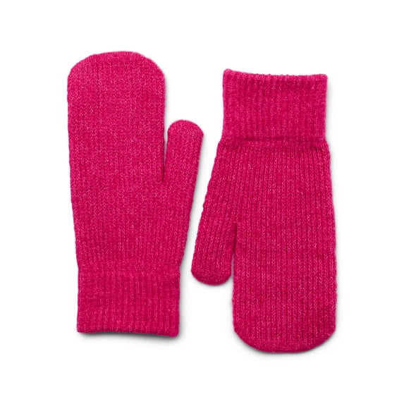 No Boundaries Women's Ribbed Knit Mittens, Pink Haze