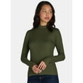thumbnail image 1 of No Boundaries Ribbed Mock Neck Top with Long Sleeves, Women’s and Women’s Plus, 1 of 6