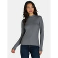 thumbnail image 1 of No Boundaries Ribbed Mock Neck Top with Long Sleeves, Women’s and Women’s Plus, 1 of 5