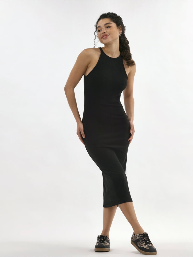 No Boundaries Ribbed Racerback Tank Midi Dress, Women's No Boundaries Ribbed Racerback Tank Midi Dress, Women's