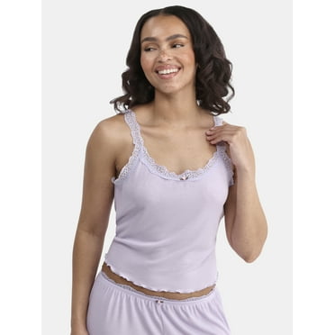 No Boundaries Ribbed Sleep Cami with Lace Trim, Women's