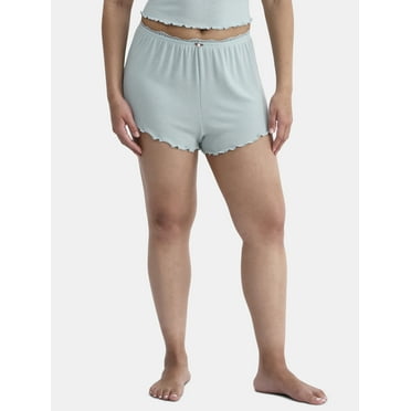 No Boundaries Ribbed Sleep Shorts with Lace Trim, Women's