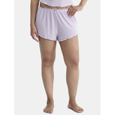 No Boundaries Ribbed Sleep Shorts with Lace Trim, Women's