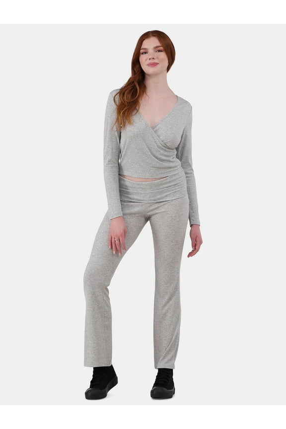 Ribbed Top and Flare Pants Pajama Set, 2-Piece, Women’s and Women’s Plus