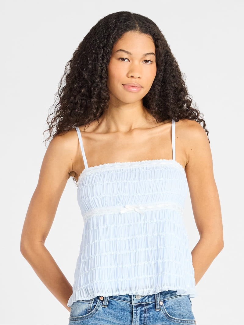 No Boundaries Ruched Chiffon Babydoll Cami, Women's - Walmart.com