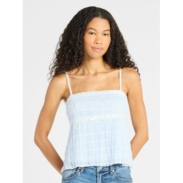 No Boundaries Ruched Chiffon Babydoll Cami, Women's - Walmart.com
