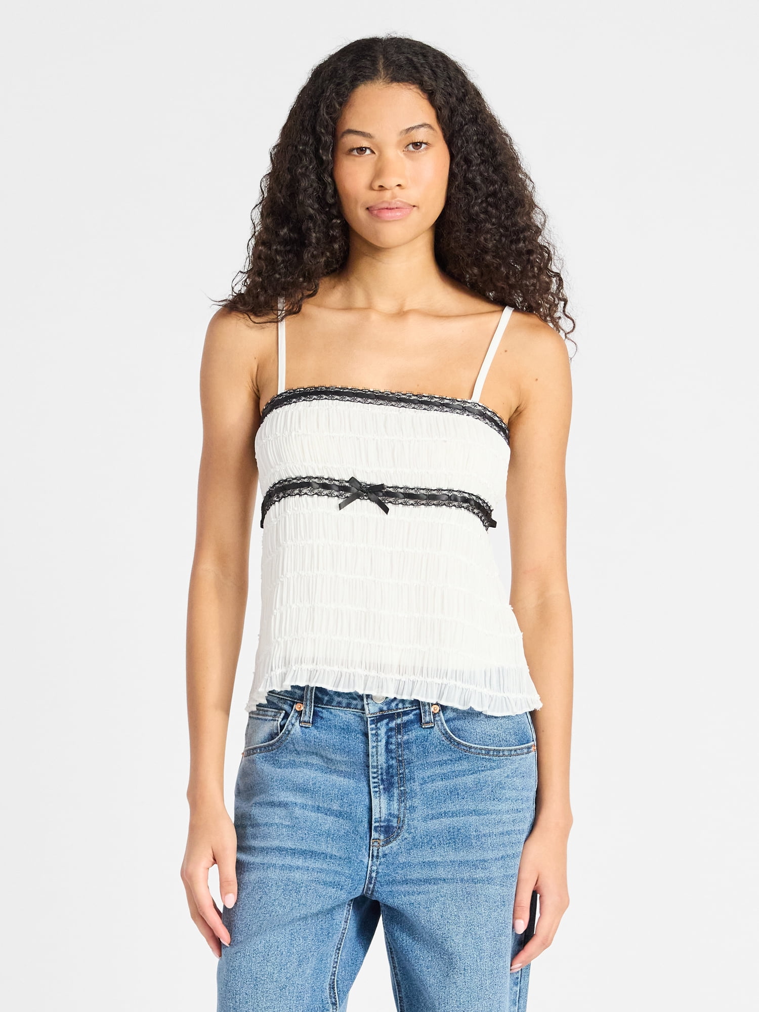 No Boundaries Ruched Chiffon Babydoll Cami, Women's