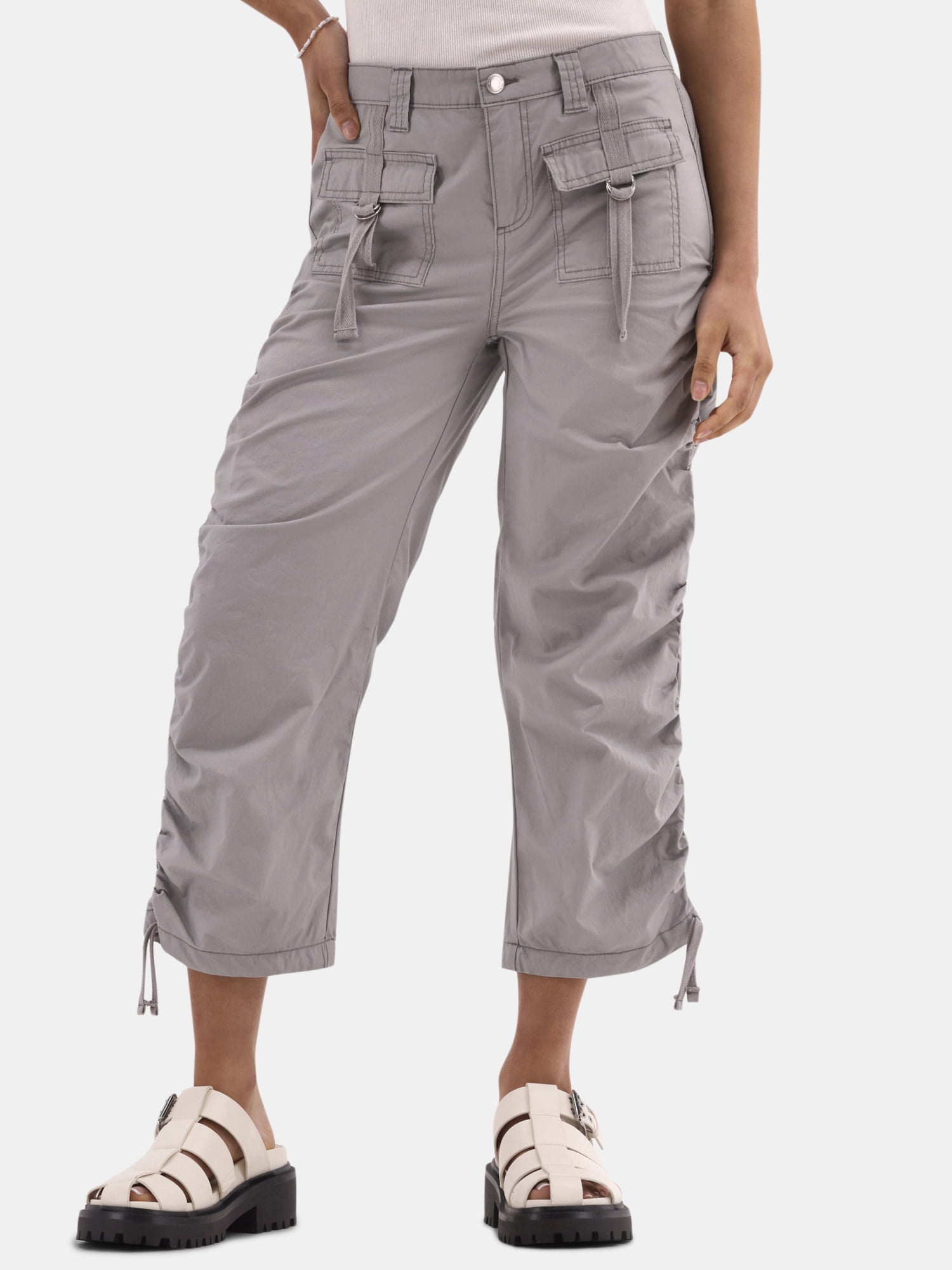 No Boundaries Ruched Crop Cargo Pants, 22'' Inseam, Women's
