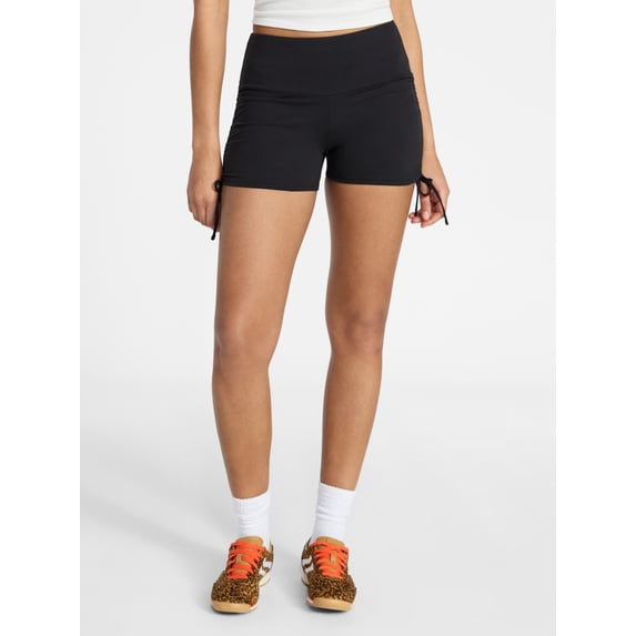 No Boundaries Women's Ruched Side Bike Shorts, 4 in Inseam