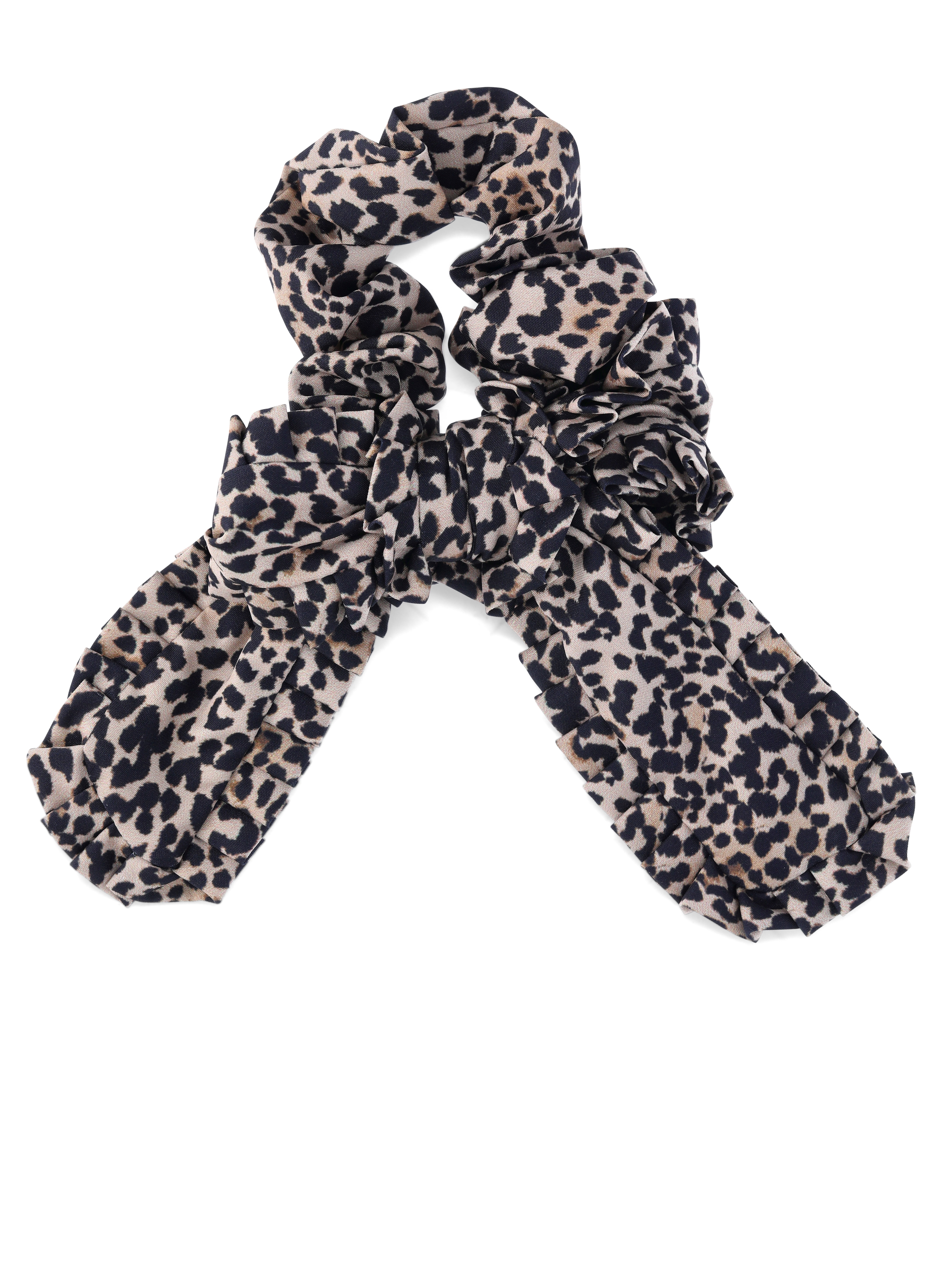 No Boundaries Ruffle Edge Bow Hair Tie, Brown Multi