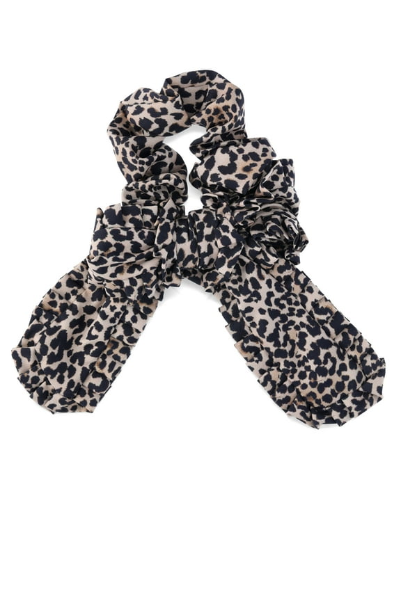 Ruffle Edge Bow Hair Tie, Brown Multi