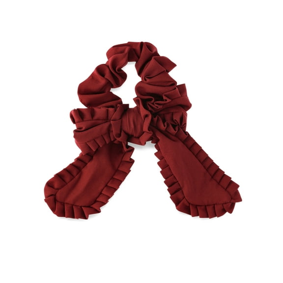 No Boundaries Ruffle Edge Bow Hair Tie, Burgundy