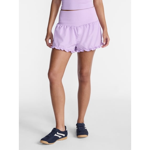 No Boundaries Ruffle Hem Shorts, 2" Inseam, Women's XXS-XXL