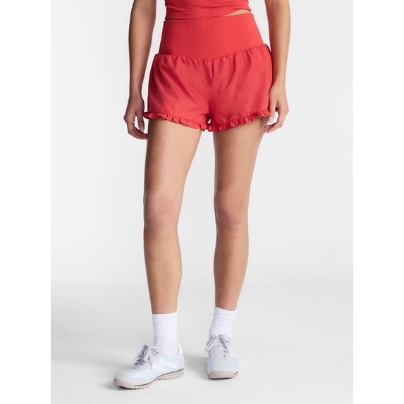 No Boundaries Ruffle Hem Shorts, 2" Inseam, Women's XXS-XXL