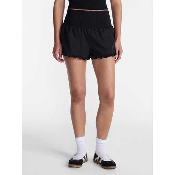 No Boundaries Ruffle Hem Shorts, 2" Inseam, Women's XXS-XXL