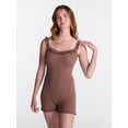 thumbnail image 1 of No Boundaries Ruffle Neck Sleep Romper, Women's XS-XXL, 1 of 5