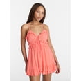 thumbnail image 1 of No Boundaries Sleeveless Tie Front Ruffle Romper, Women's XXS-XXL, 1 of 5