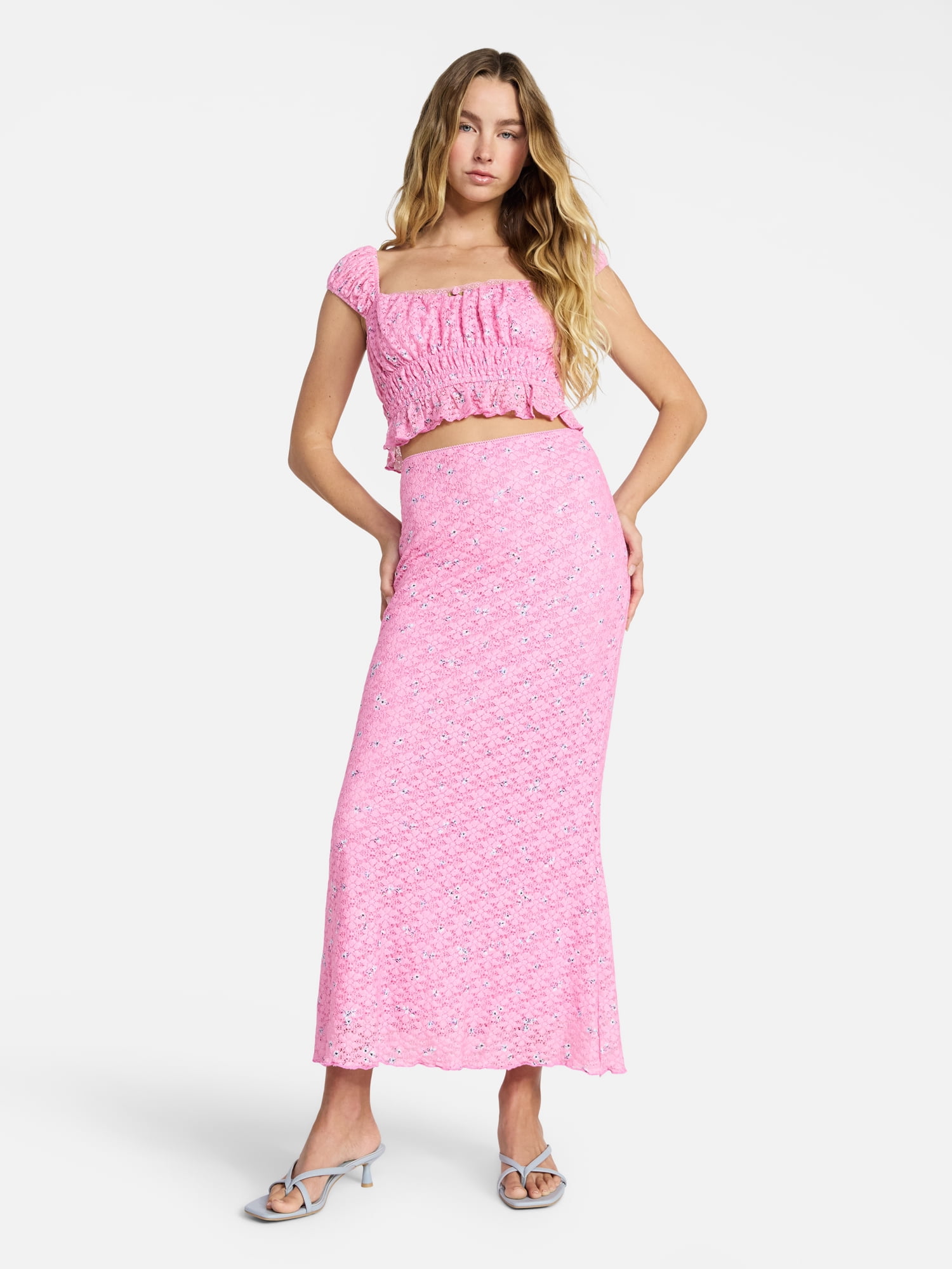 No Boundaries Printed Ruffle Tank and Skirt, 2-Piece Set, Women's Sizes XXS-XXL