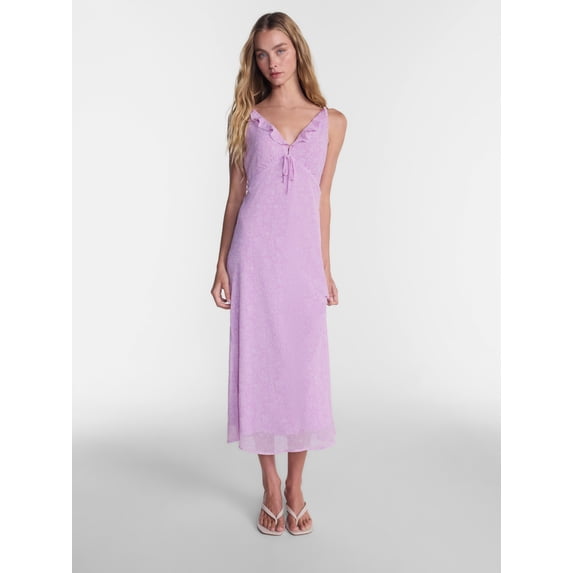 No Boundaries Ruffle V Neck Maxi Dress, Women's XXS-XXL