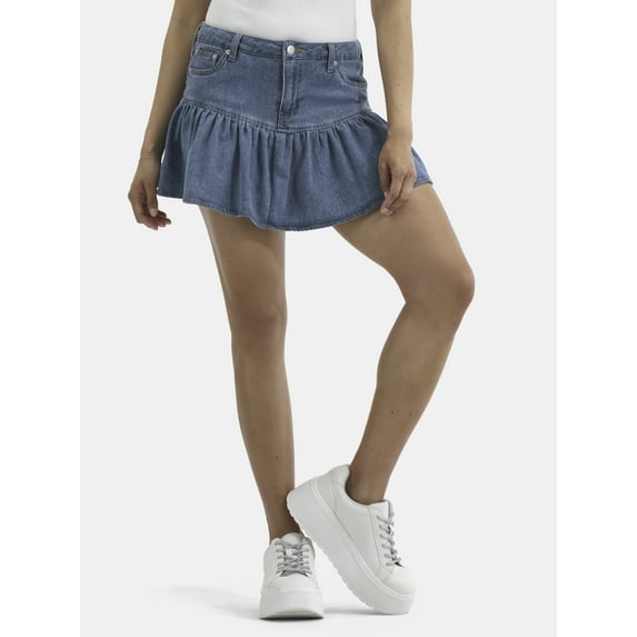 No Boundaries Ruffle Yoke Mini Skirt, Women's