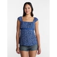 thumbnail image 1 of No Boundaries Babydoll Top with Satin Trim, Women’s XXS-XXL, 1 of 5