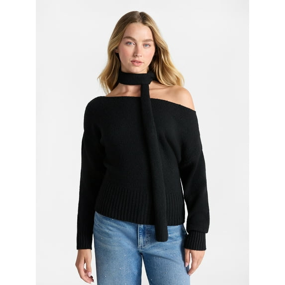 No Boundaries Scarf Sweater, Midweight, 2-Piece, Women’s