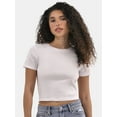 thumbnail image 1 of No Boundaries Scoop Neck Cotton Tee with Short Sleeves, Women's, 1 of 5
