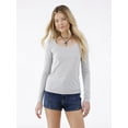thumbnail image 1 of No Boundaries Scoop Neck Everyday Tee with Long Sleeves, 1 and 3 Pack, Women's, 1 of 5