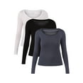thumbnail image 1 of No Boundaries Scoop Neck Everyday Tee with Long Sleeves, 1 and 3 Pack, Women's, 1 of 7