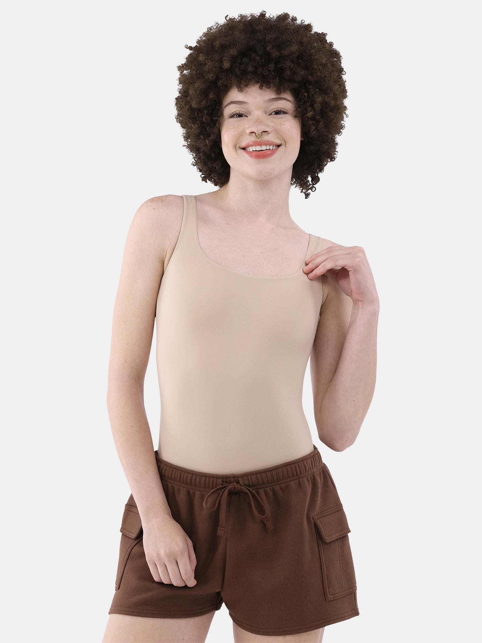 No Boundaries Women's Scoop Neck Tank Top Bodysuit, Women’s Sizes XS-3XL