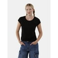 thumbnail image 1 of No Boundaries Scoop Neck Tee with Short Sleeves, 1 or 3-Pack, Women’s, 1 of 5