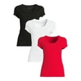 thumbnail image 1 of No Boundaries Scoop Neck Tee with Short Sleeves, 1 or 3-Pack, Women’s, 1 of 5